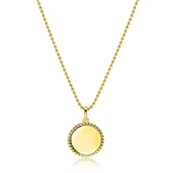 Zinzi 13.5 mm gold plated zilveren coin hanger met parelrand voor gravure ZIH2651G (zonder collier)