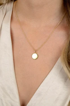 Zinzi 13.5 mm gold plated zilveren coin hanger met parelrand voor gravure ZIH2651G (zonder collier)