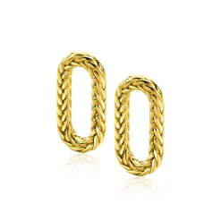 Clearance Zinzi 20 mm gold plated zilveren oorbedels ovale vorm met touweffect ZICH2553G (zonder oorringen)