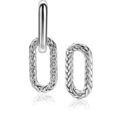 Sale Zinzi 20 mm zilveren oorbedels ovale vorm met touweffect ZICH2553 (zonder oorringen)