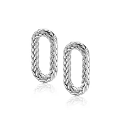 Sale Zinzi 20 mm zilveren oorbedels ovale vorm met touweffect ZICH2553 (zonder oorringen)