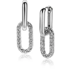 Sale Zinzi 20 mm zilveren oorbedels ovale vorm met touweffect ZICH2553 (zonder oorringen)
