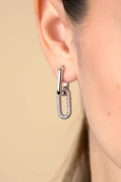 Sale Zinzi 20 mm zilveren oorbedels ovale vorm met touweffect ZICH2553 (zonder oorringen)