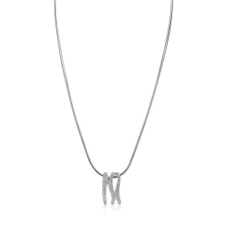 Clearance Zinzi 45cm Mart Visser by zilveren slangen ketting inclusief organisch gevormde hanger 21mm, bezet met witte zirkonia's MVC26