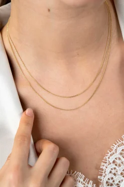 Best Zinzi 45cm Gold 14 krt gourmet ketting 0,8mm breed, ideaal om je hanger aan te bevestigen ZGLG45-08