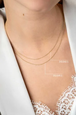 Outlet Zinzi 42cm Gold 14 krt gourmet ketting 1mm breed, ideaal om je hanger aan te bevestigen ZGLG42-1