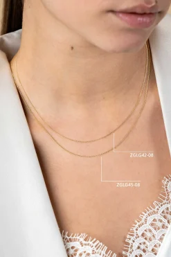 Zinzi 42cm Gold 14 krt gourmet ketting 0,8mm breed, ideaal om je hanger aan te bevestigen ZGLG42-08