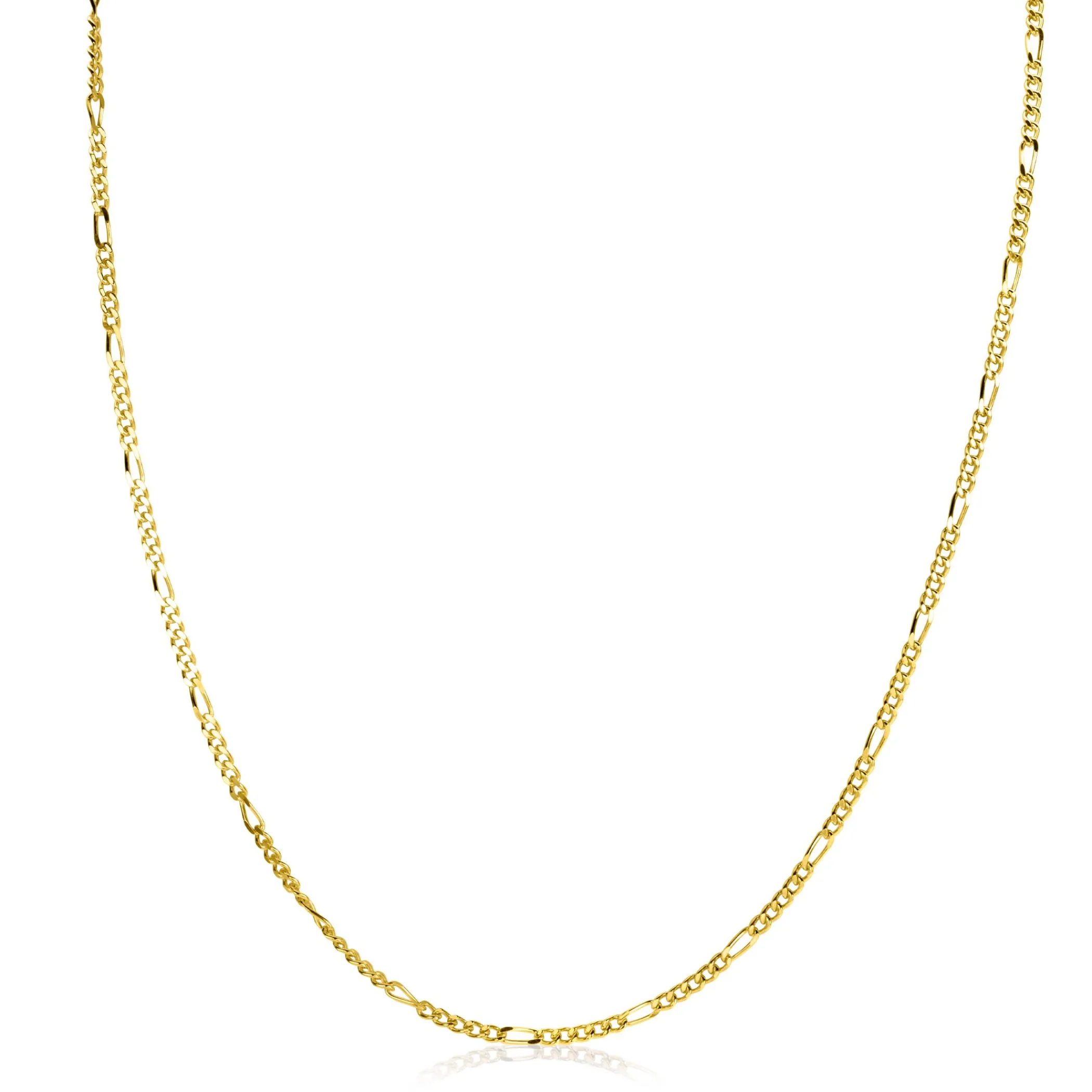 Discount Zinzi 70cm gold plated zilveren figaro ketting ZILC-F70G
