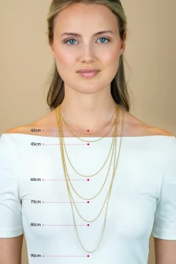 Clearance Zinzi 70cm zilveren bolletjes ketting gold plated. 0,9mm breed ZILC-B70G