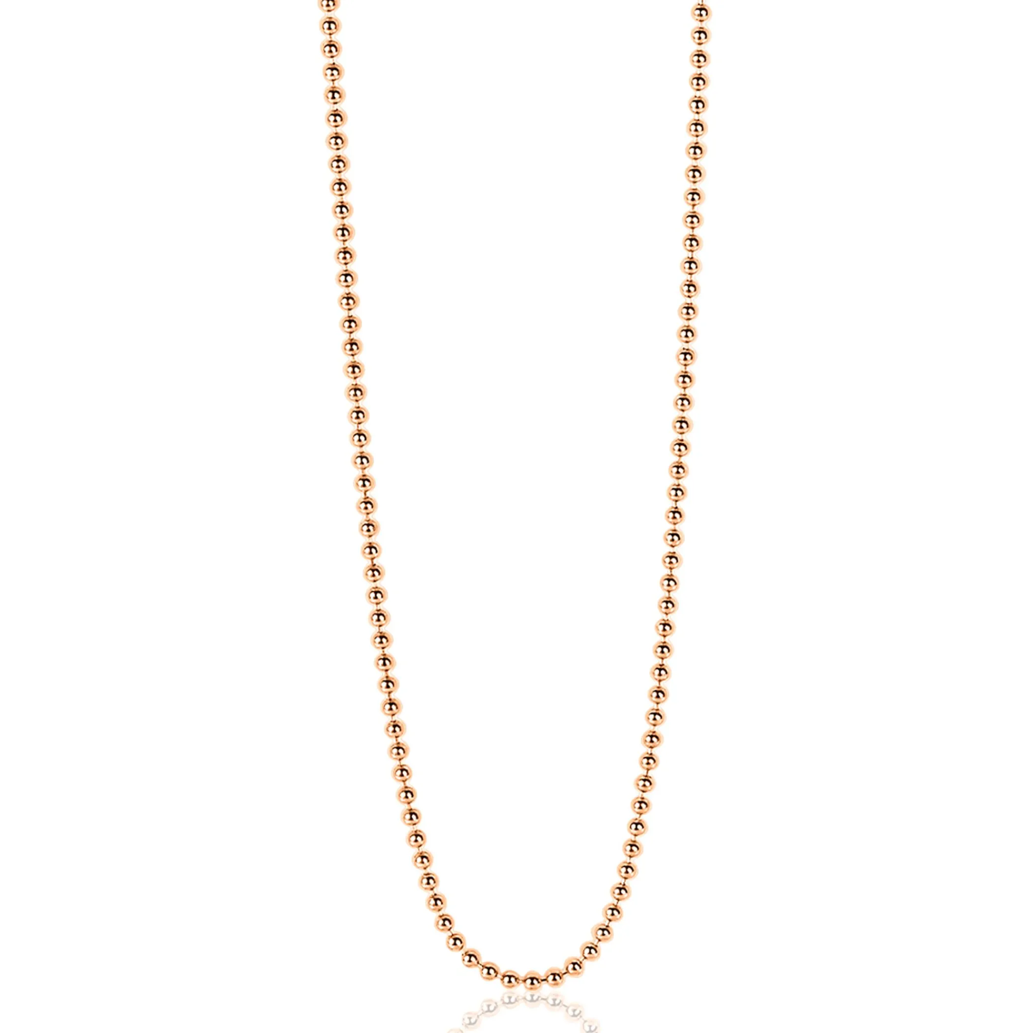 Outlet Zinzi 70cm zilveren bolletjes ketting rosé verguld ZILC-B70R
