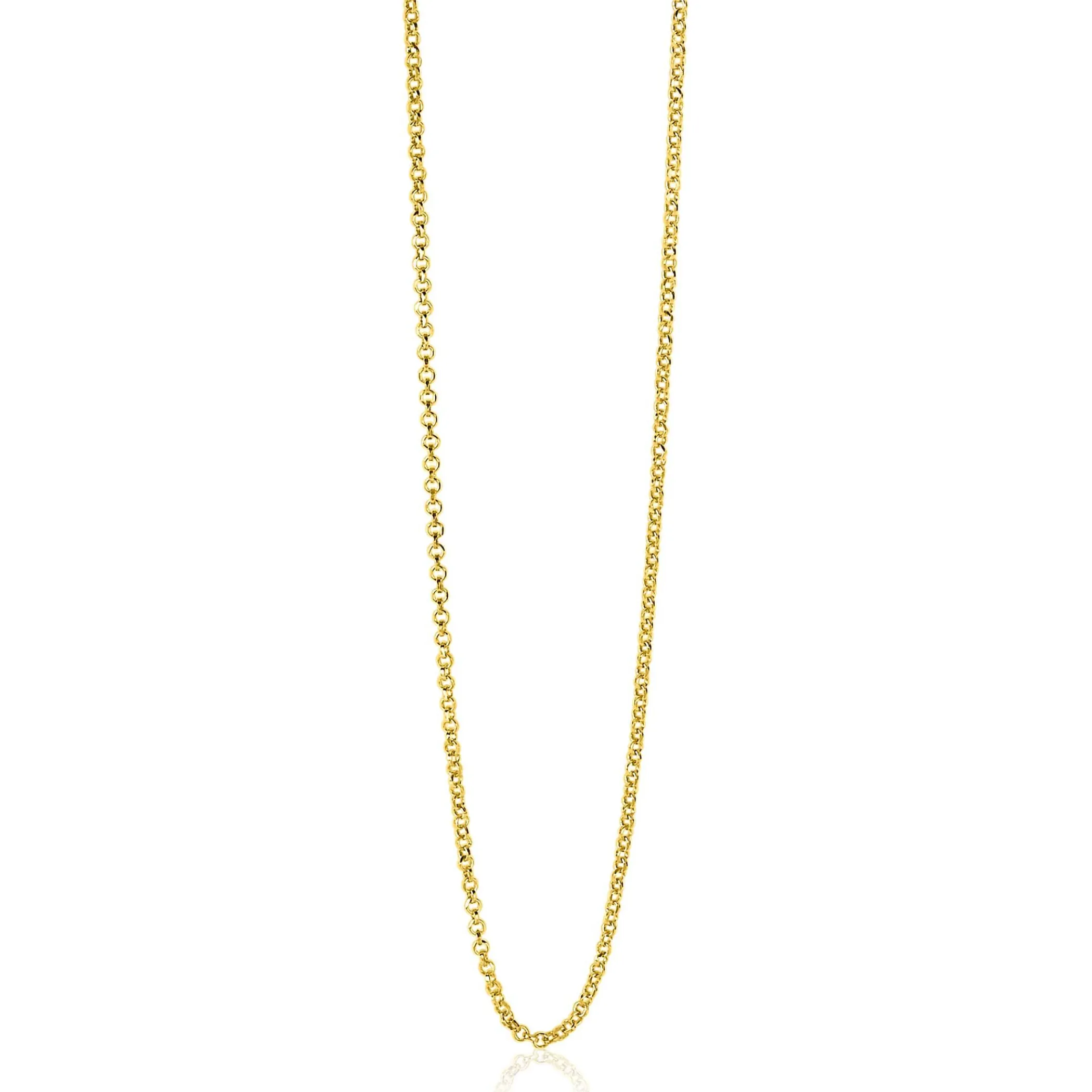 Clearance Zinzi 70cm zilveren jasseron ketting geel verguld ZILC-J70G