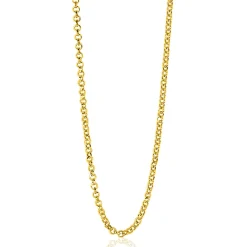Clearance Zinzi 70cm zilveren jasseron ketting geel verguld ZILC-J70G