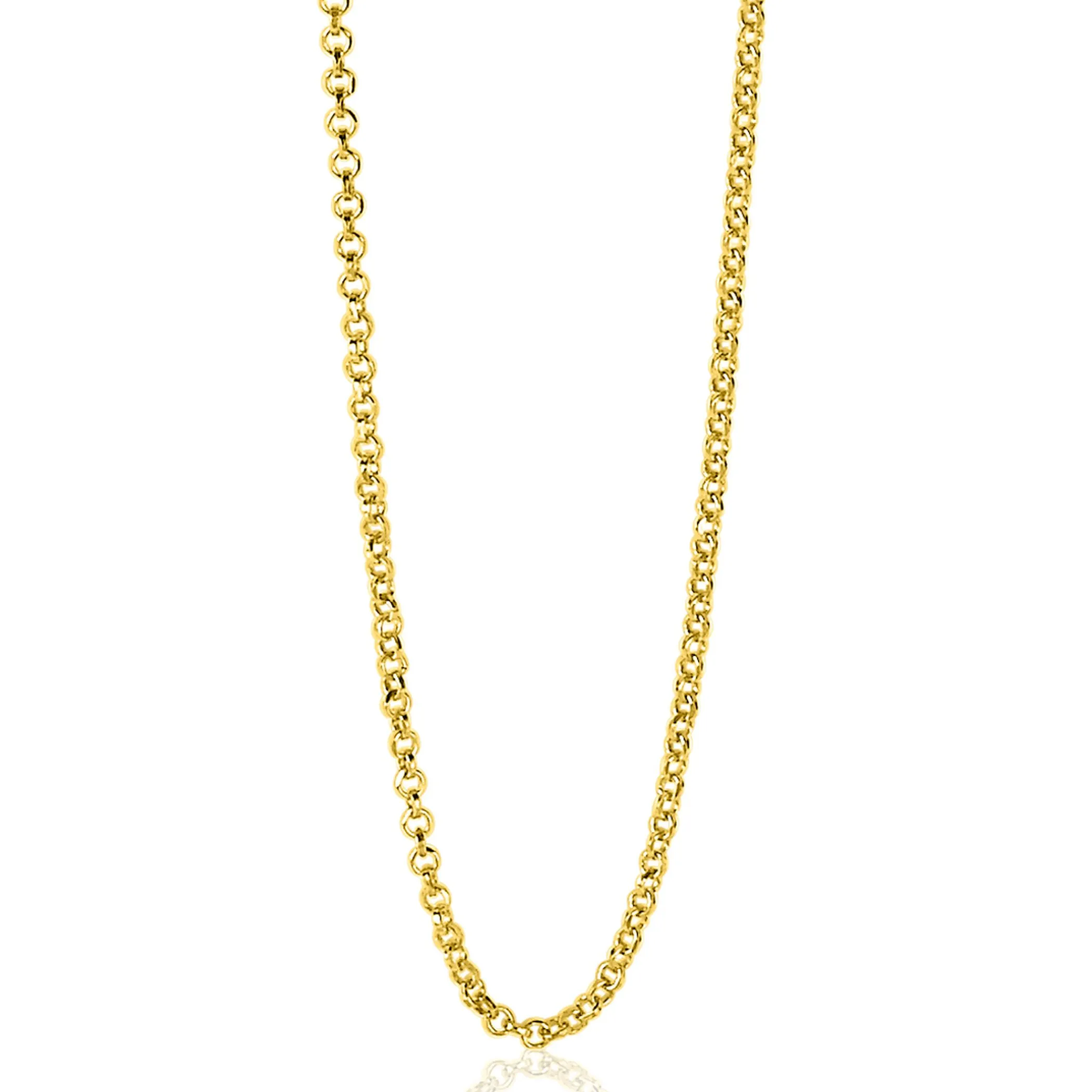 Clearance Zinzi 70cm zilveren jasseron ketting geel verguld ZILC-J70G