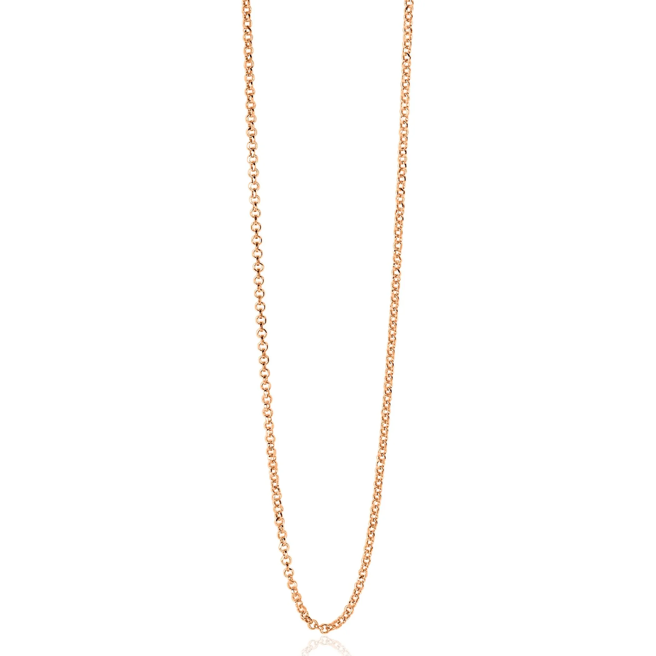 Sale Zinzi 80cm zilveren jasseron ketting rosé verguld ZILC-J80R