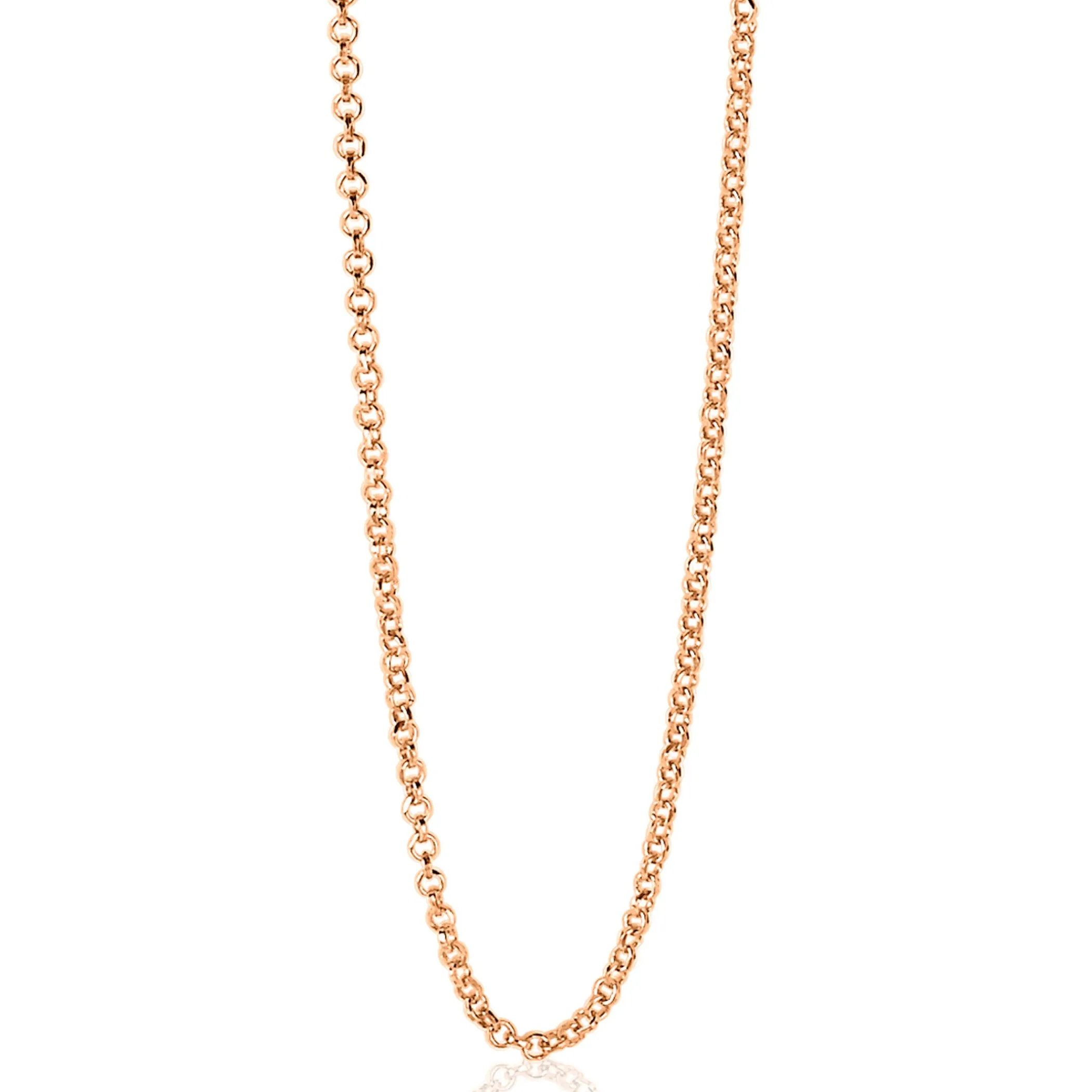 Sale Zinzi 80cm zilveren jasseron ketting rosé verguld ZILC-J80R