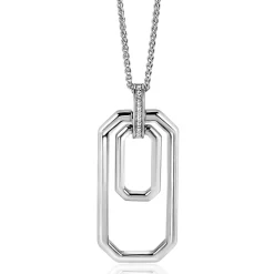 Zinzi 70cm zilveren ketting met luxe hanger 40mm, valt lang om de hals ZIC2494