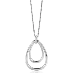 Zinzi 70cm zilveren ketting met luxe ovale hanger 45mm, valt lang om de hals ZIC2489