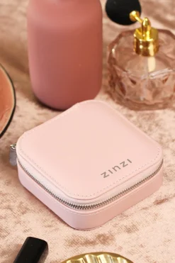 Outlet Zinzi Luxe roze sieradendoosje voor op reis