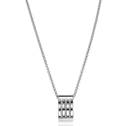 Discount Zinzi Mart Visser by zilveren ketting 45cm met strakke rechte hanger, drie banen bezet met witte zirconia's MVC18