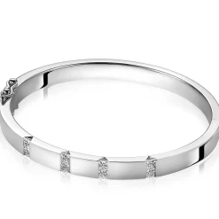 Zinzi Mart Visser by zilveren strakke bangle armband 6mm bezet met princess geslepen witte zirconia's MVA20