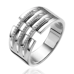 Discount Zinzi Mart Visser by zilveren ring 11mm breed met drie banen bezet met witte zirconia's MVR18