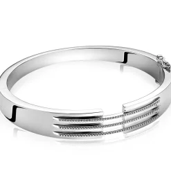 Online Zinzi Mart Visser by zilveren strakke bangle armband 11mm, drie banen bezet met witte zirconia's MVA18
