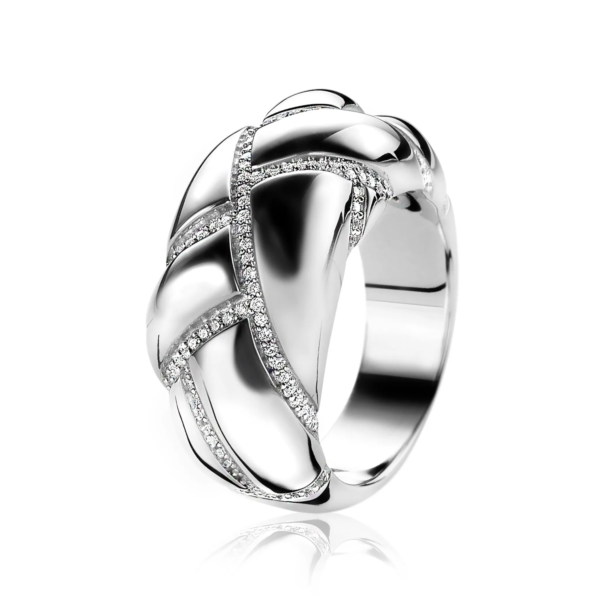 New Zinzi Mart Visser by zilveren ring glad wit MVR8