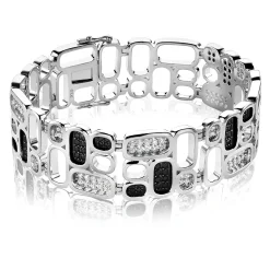Online Zinzi Mart Visser by zilveren luxueuze armband wit zwart MVA3Z
