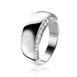 New Zinzi Mart Visser by zilveren ring glad wit MVR10