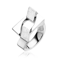 Outlet Zinzi Mart Visser by zilveren gourmet ring breed 14mm MVR11