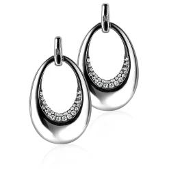 Sale Zinzi Mart Visser by zilveren oorsieraden tweezijdig ovaal wit MVO10