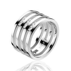 Zinzi Mart Visser by zilveren ring glad wit MVR1Z