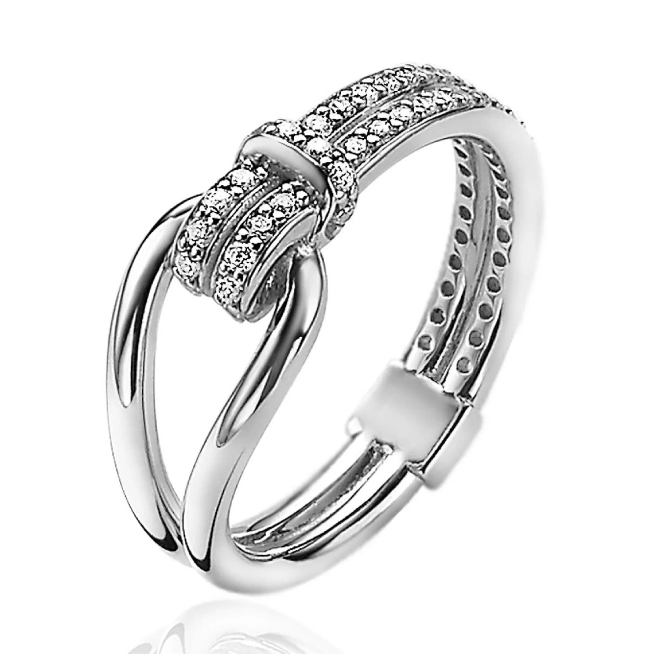 Clearance Zinzi Mart Visser by zilveren ring geknoopte vorm bezet met witte zirconia's MVR19