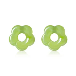 Online Zinzi 26mm oorbedels bloem lichtgroen kunststof ZICH2720G