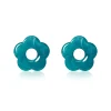 Best Zinzi 26mm oorbedels bloem turquoise kunststof ZICH2720T