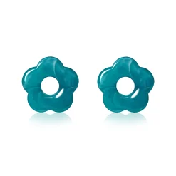 Best Zinzi 26mm oorbedels bloem turquoise kunststof ZICH2720T
