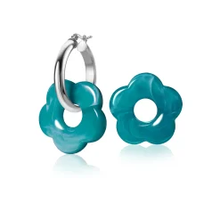 Best Zinzi 26mm oorbedels bloem turquoise kunststof ZICH2720T