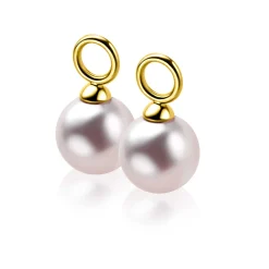 Zinzi 10mm Gold 14 karaat gouden oorbedels roze Swarovski crystal parel ZGCH002 (zonder oorringen)