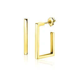 Clearance Zinzi 23mm Gold 14 karaat gouden oorstekers met grote strakke vierkantsvorm. Grootte 23 x 2,4mm. ZGO482