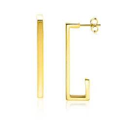 Online Zinzi 33mm Gold 14 karaat gouden oorstekers met grote strakke rechthoeksvorm. Grootte 33 x 2,4mm. ZGO483