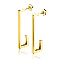 Online Zinzi 33mm Gold 14 karaat gouden oorstekers met grote strakke rechthoeksvorm. Grootte 33 x 2,4mm. ZGO483