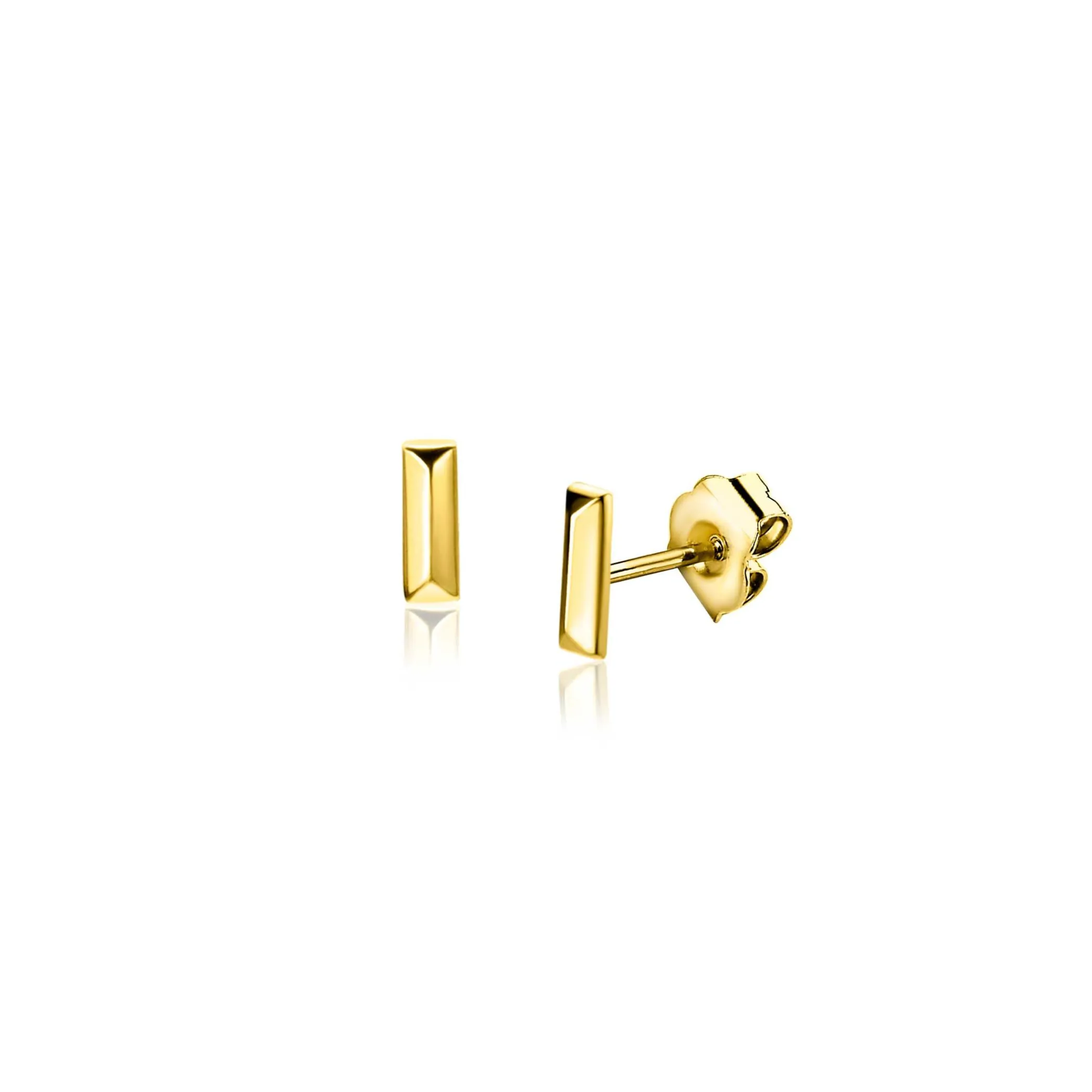New Zinzi 4,5mm Gold 14 krt gouden oorknoppen rechthoekige studs ZGO477