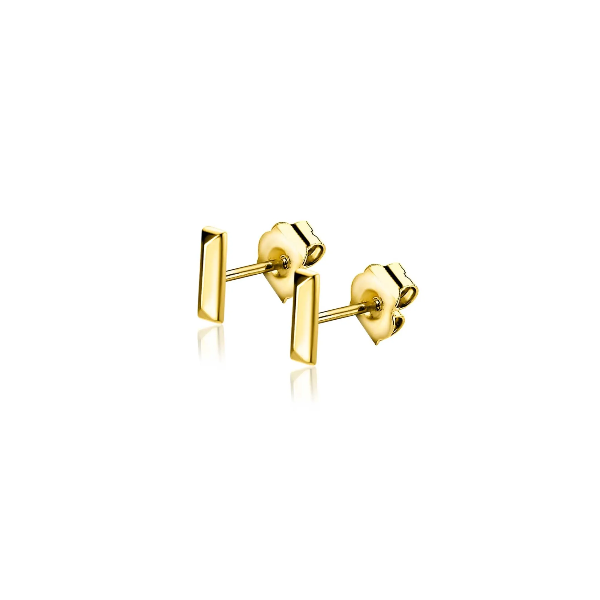 New Zinzi 4,5mm Gold 14 krt gouden oorknoppen rechthoekige studs ZGO477