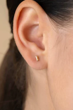 New Zinzi 4,5mm Gold 14 krt gouden oorknoppen rechthoekige studs ZGO477
