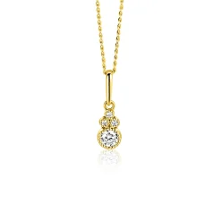 Zinzi 12mm Gold 14 krt gouden fantasie hanger bezet met witte zirkonia's ZGH545 (zonder collier)