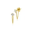 Zinzi 12mm Gold 14 krt gouden oorstekers met ketting en ronde witte zirkonia ZGO552