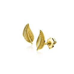 New Zinzi 8mm Gold 14 krt gouden veer oorknoppen ZGO522