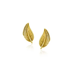 New Zinzi 8mm Gold 14 krt gouden veer oorknoppen ZGO522