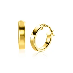 Clearance Zinzi 13mm Gold 14 krt gouden oorringen gladde vierkante buis 3mm breed ZGO333