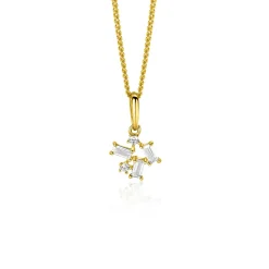 New Zinzi 13mm Gold 14 krt gouden fantasie hanger met rechthoekige en ronde zirkonia's ZGH511 (zonder collier)